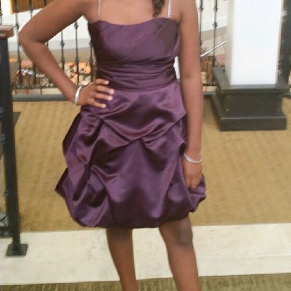 Ruched dress plum elegant strapless size 6